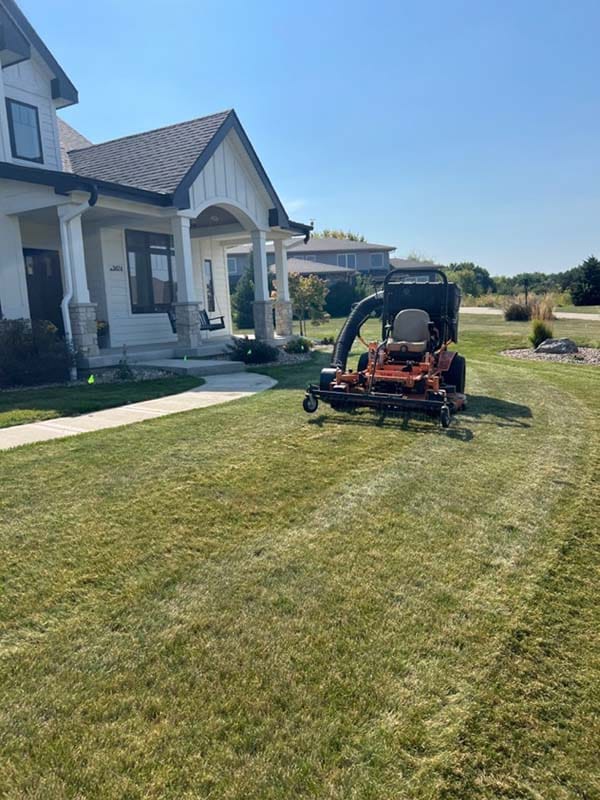 a mower with a thatching attachment