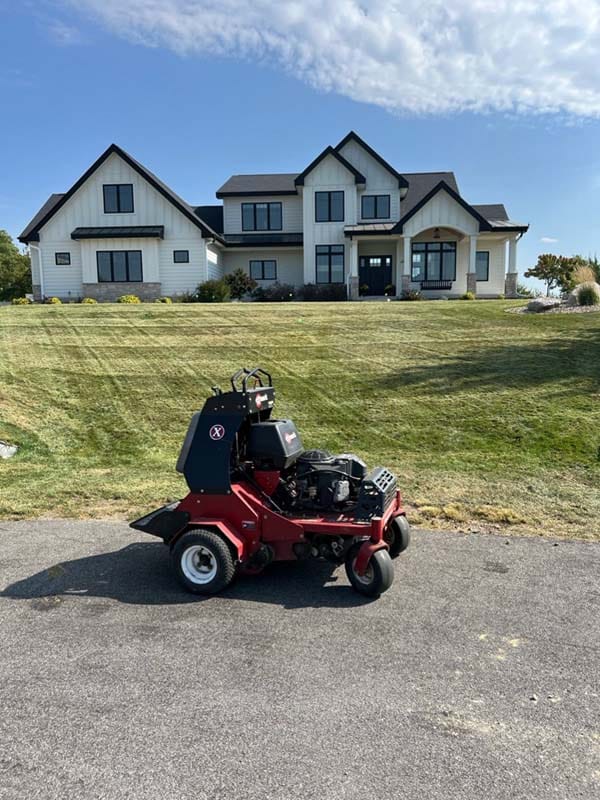 a mower with a thatching attachment